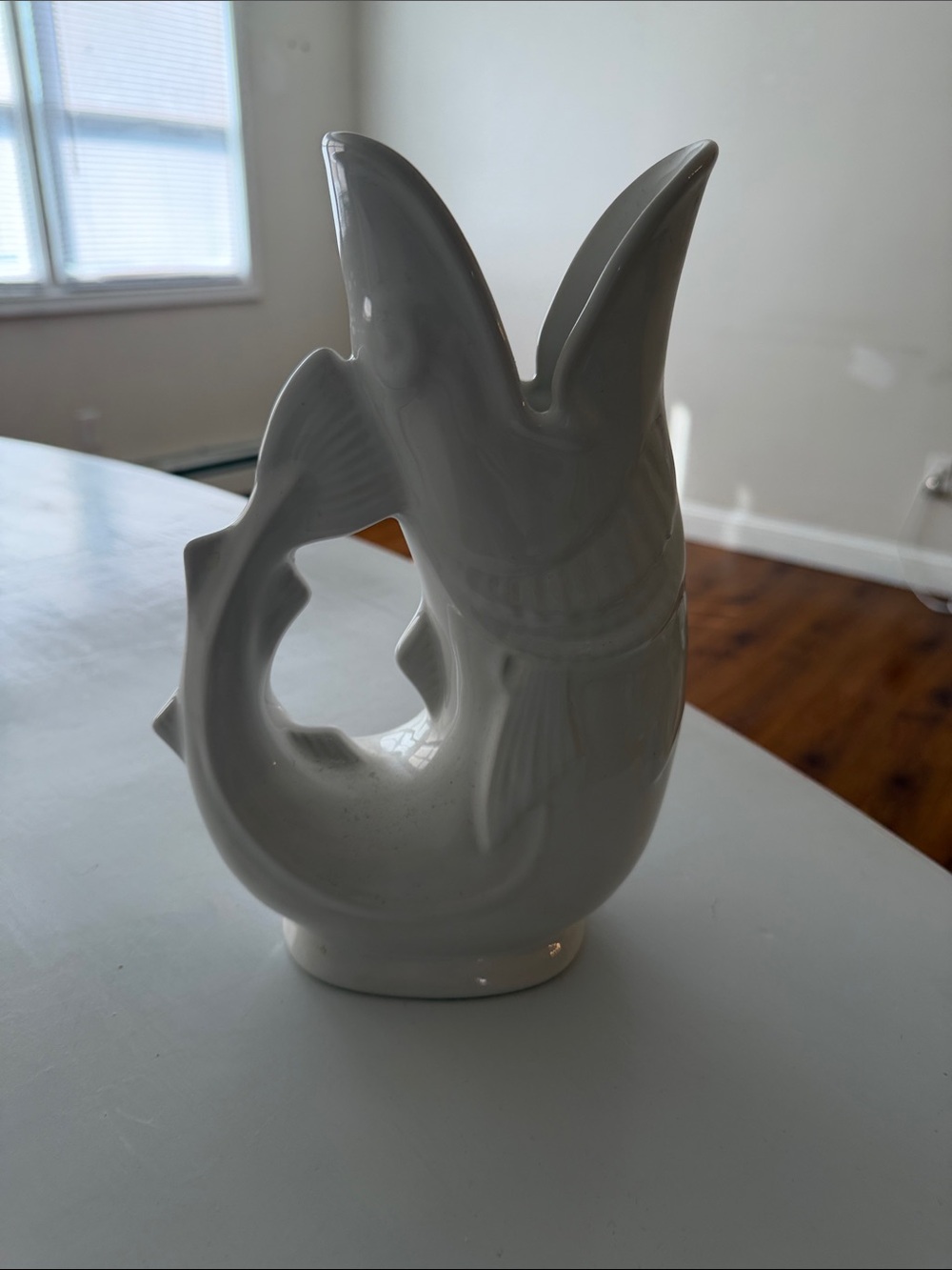 White Ceramic Fish Figurine Vase